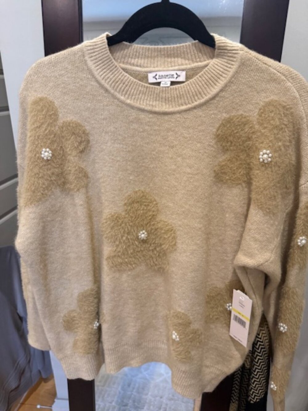 Nanette Lepore Sweater - Camel with pearl flowers